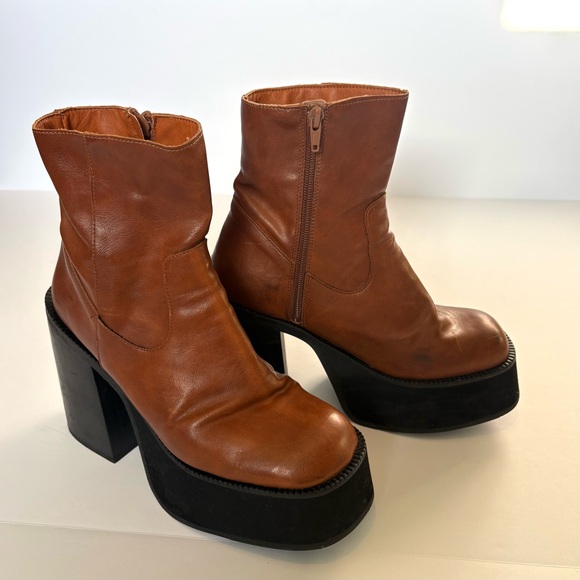 Women’s Kaltur Brown leather Platform Ankle Boots, S 39 - Picture 4 of 16